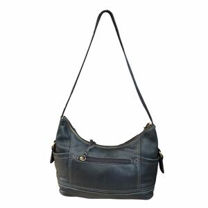 The Sak Black Leather Hobo Shoulder Bag Soft Pebbled Leather Zipper Top